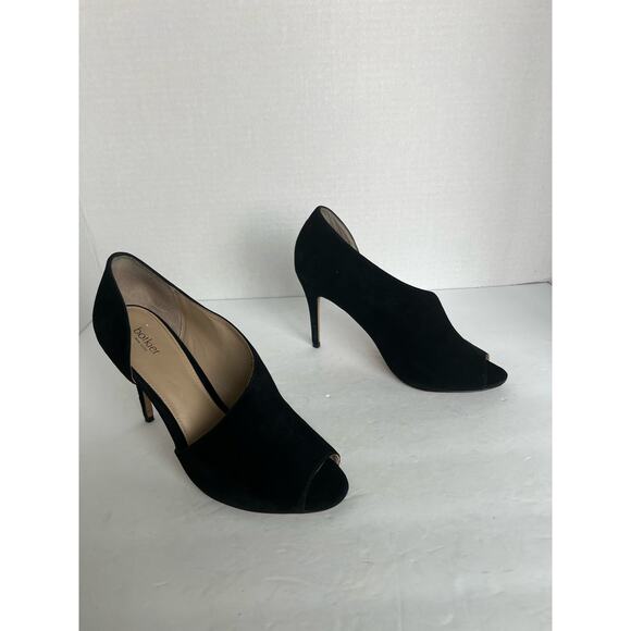 BOTKIER Black Adelia Asymmetric D’Orsay Peep Toe Suede Stiletto Pumps Size 8M - Picture 3 of 10